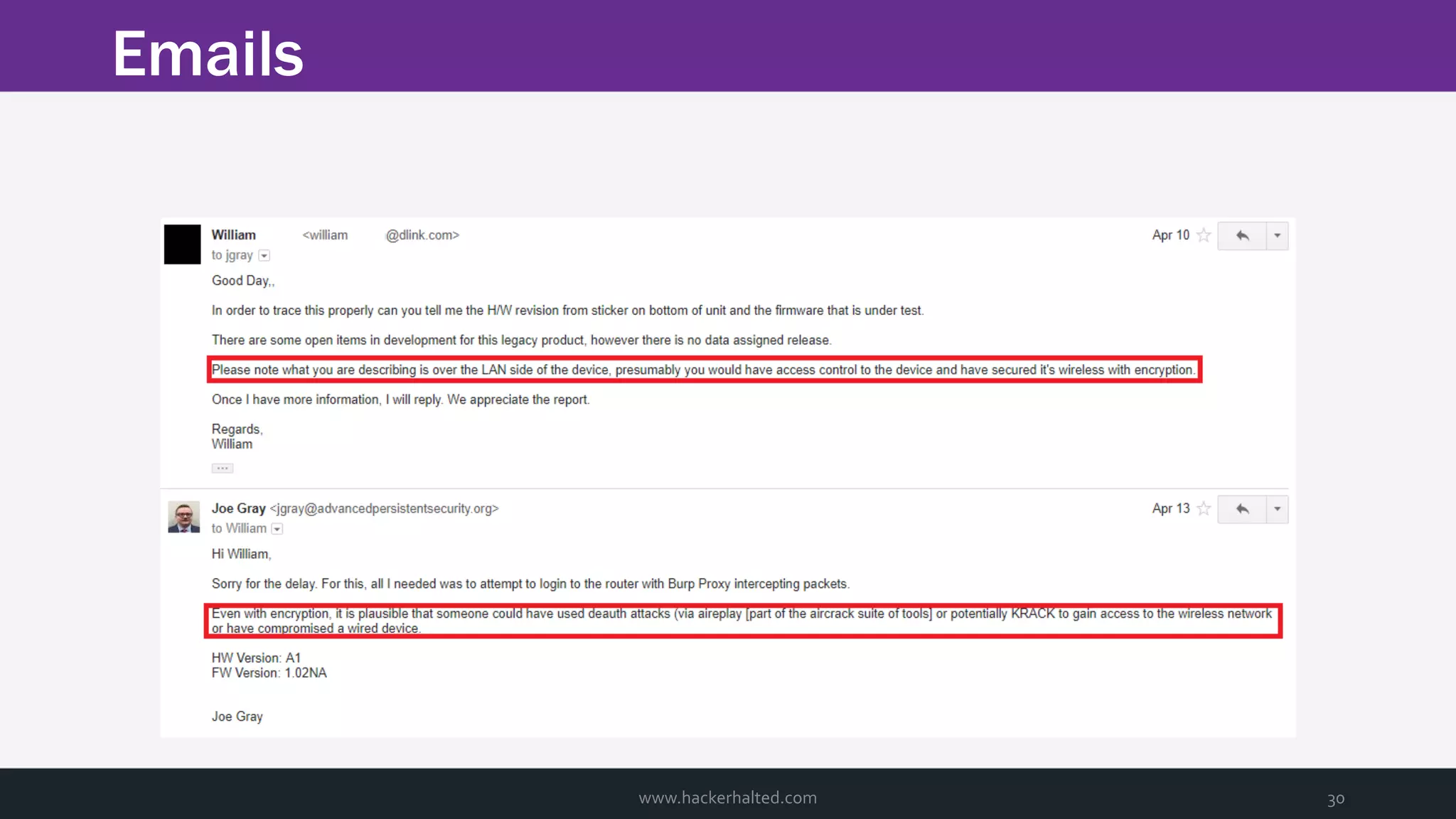 Emails www.hackerhalted.com 30 