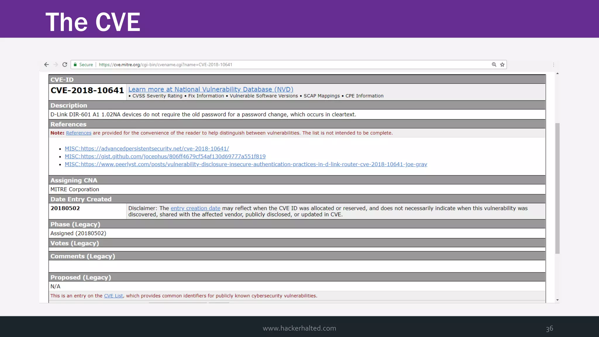 The CVE www.hackerhalted.com 36 