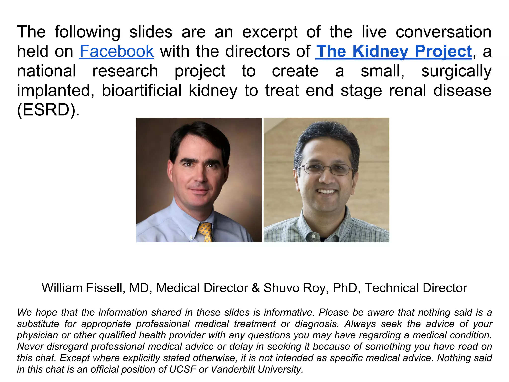 The Kidney Project: Facebook Chat Recap | PPT