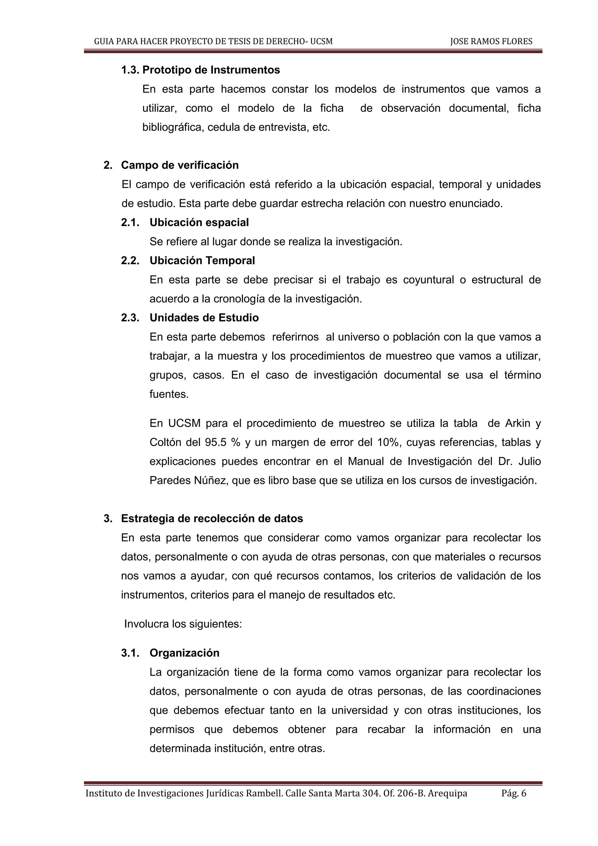 GUÍA PARA ELABORAR PROYECTO DE TESIS. POST GRADO UCSM-2019 | PDF