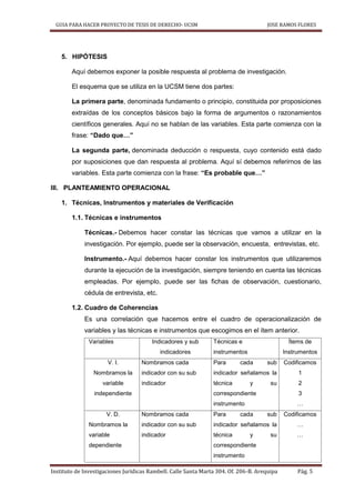 GUÍA PARA ELABORAR PROYECTO DE TESIS. POST GRADO UCSM-2019 | PDF