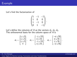 3. Linear Algebra for Machine Learning: Factorization and Linear Transformations Slide 14