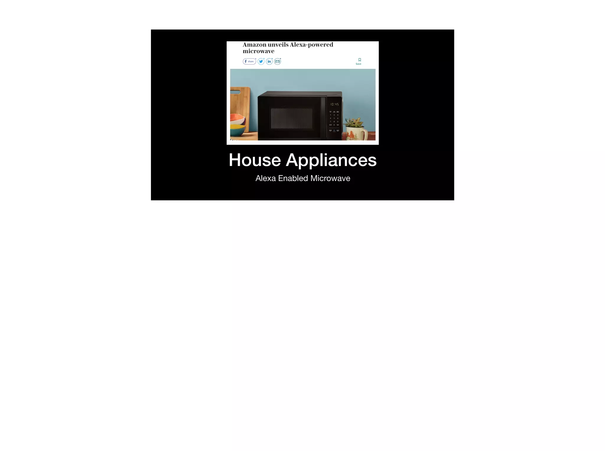 House Appliances
Alexa Enabled Microwave
 