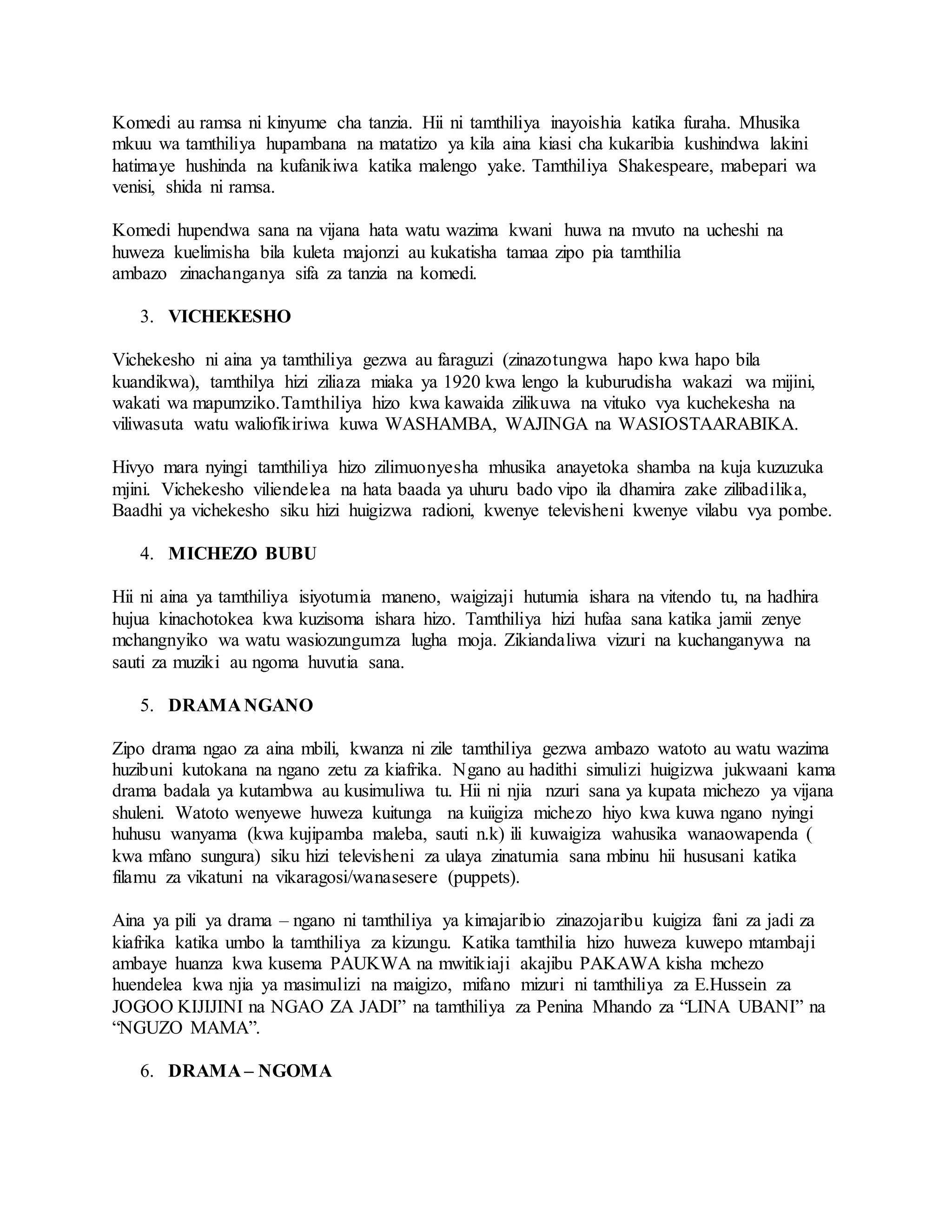 Maendeleo Ya Fasihi Simulizi Docx