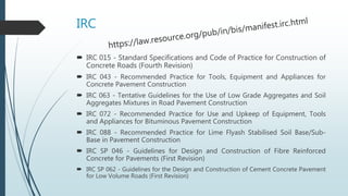 Irc Building Types Types of pavement construction procedure | PPTX