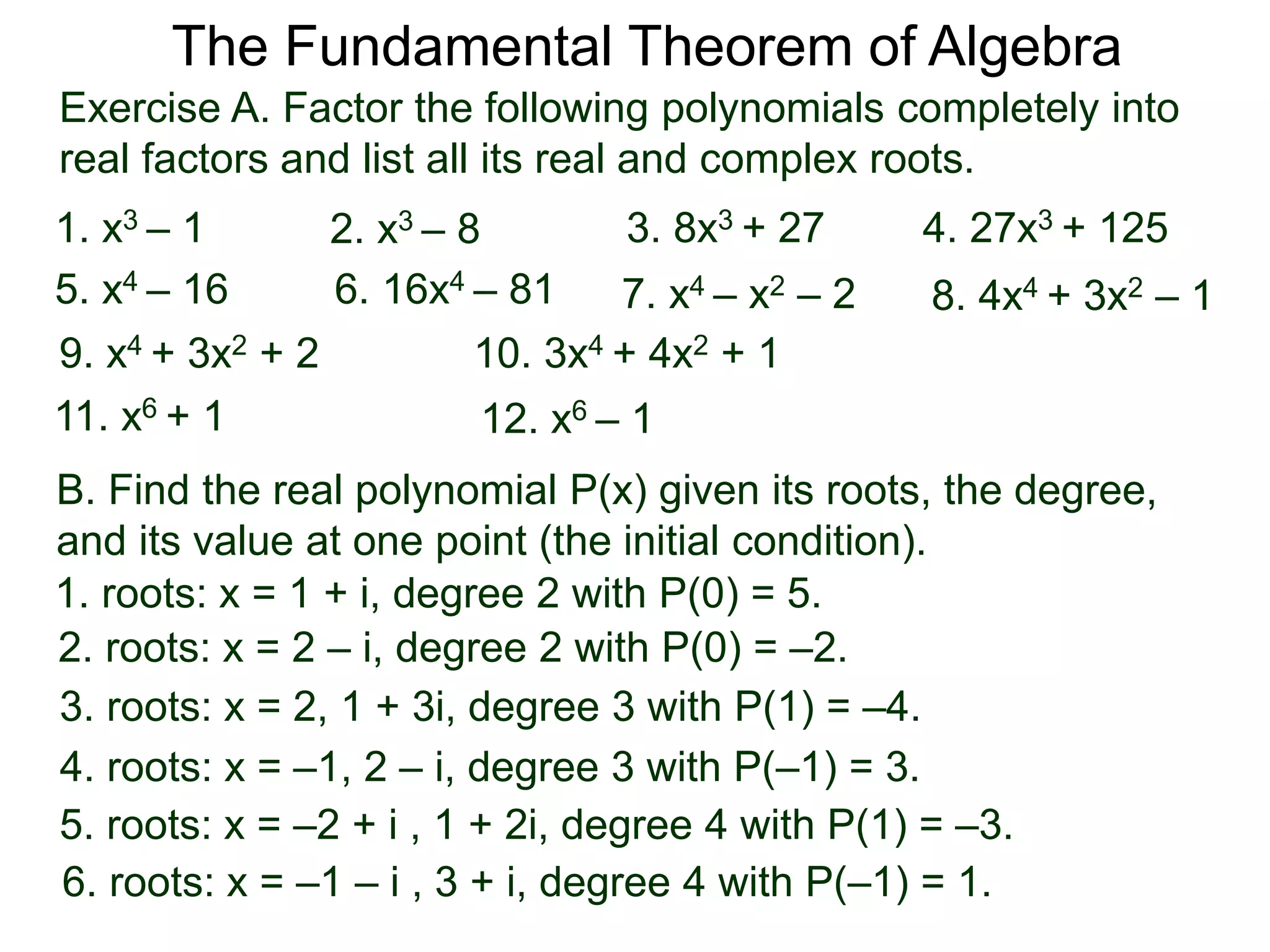 3.3 the fundamental theorem of algebra t | PPTX