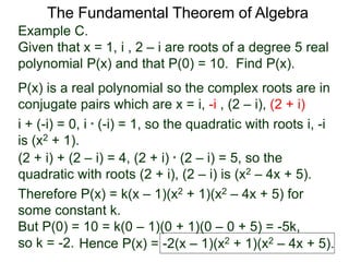 3.3 the fundamental theorem of algebra t | PPTX