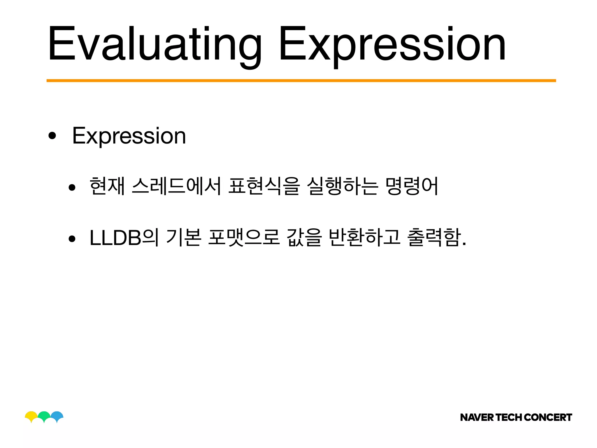 • Expression

• 

• LLDB .
Evaluating Expression
 