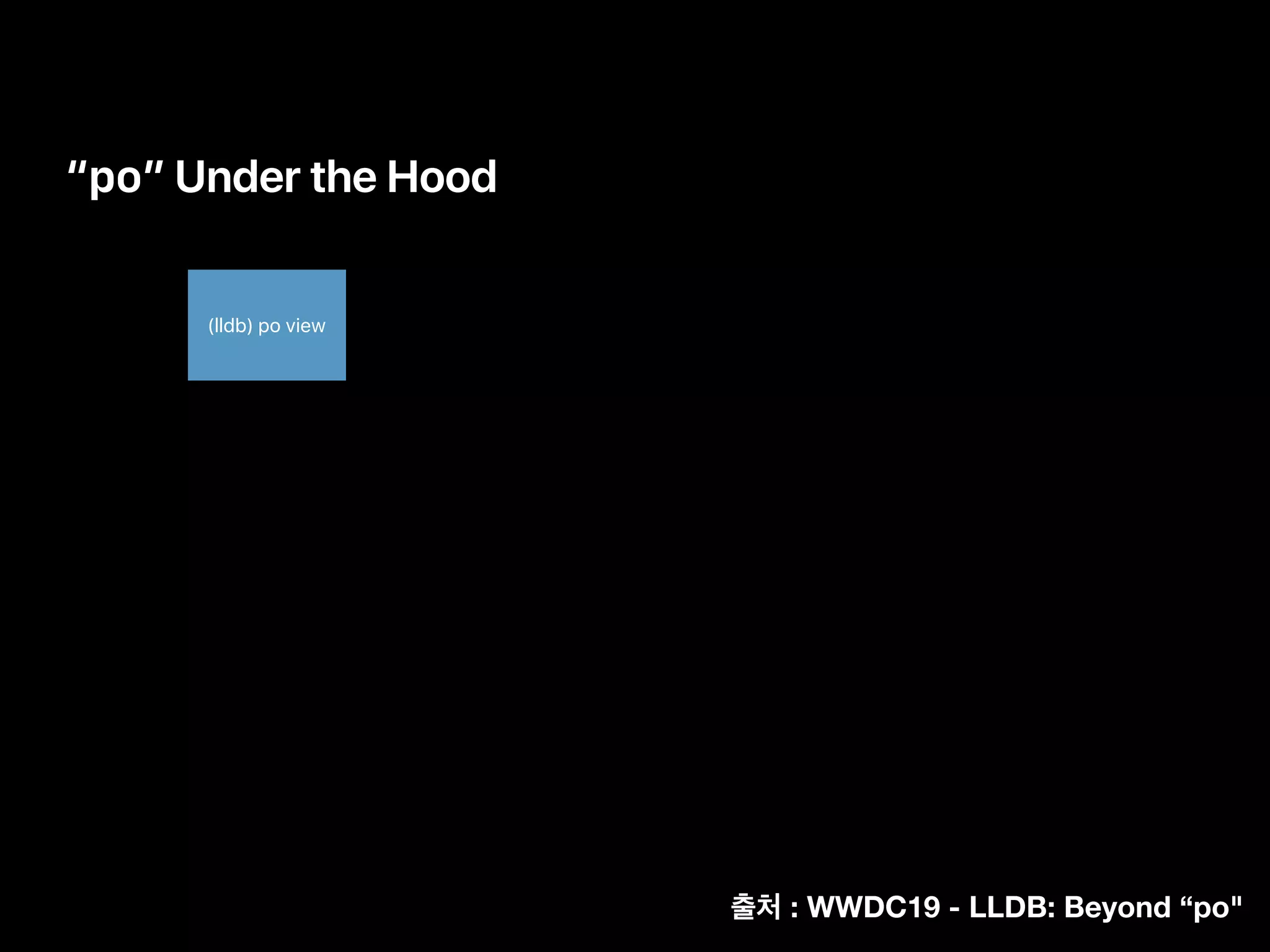 “po” Under the Hood
(lldb) po view
: WWDC19 - LLDB: Beyond “po"
 