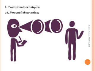 1. Traditional techniques:
1b. Personal observation:
R.ArunKumar,AP/Mech,RIT
 