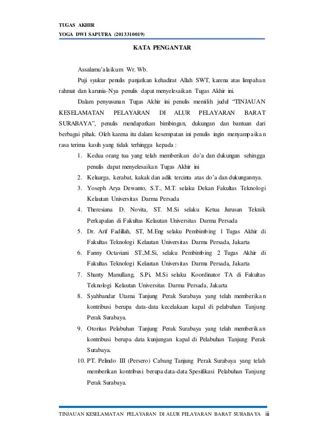 Kata Pengantar Dan Daftar Isi Tinjauan Keselamatan Pelayaran Di Alur