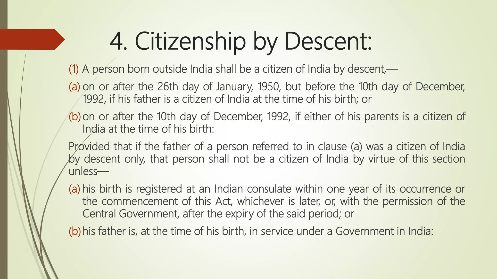 Citizenship under Indian Constitution and Citizenship act 1955 | PPTX