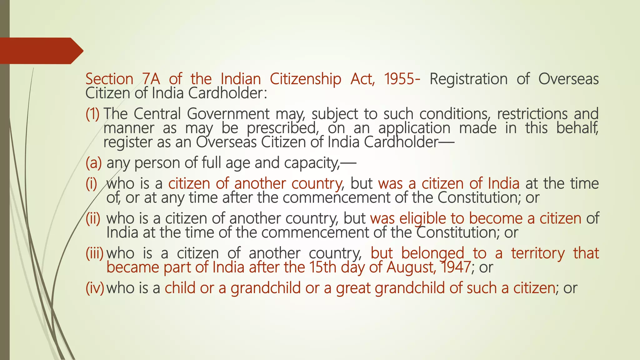 Citizenship under Indian Constitution and Citizenship act 1955 | PPTX