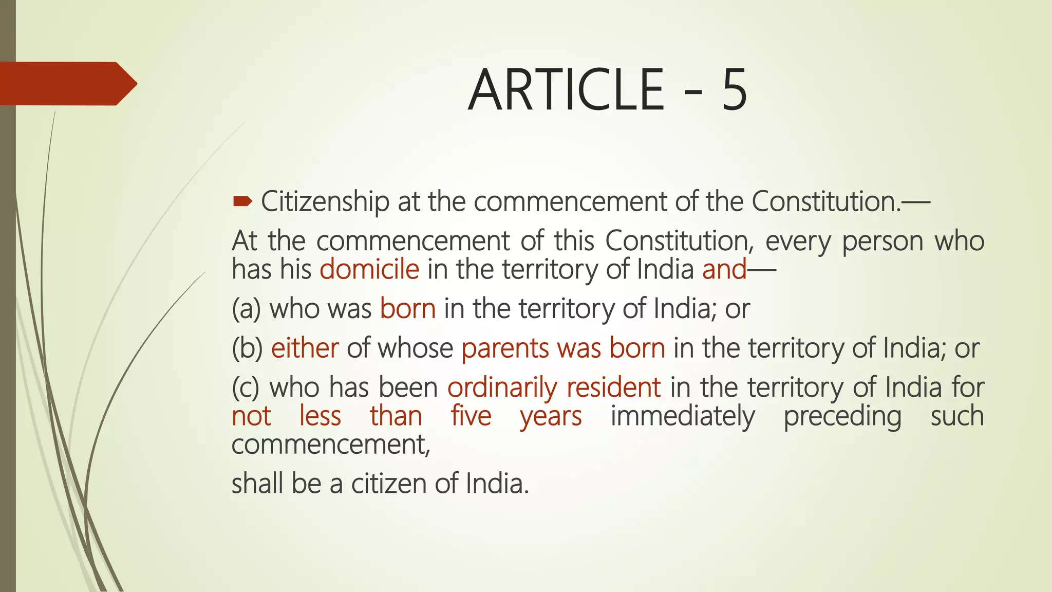 Citizenship under Indian Constitution and Citizenship act 1955 | PPTX