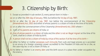 Citizenship under Indian Constitution and Citizenship act 1955 | PPTX