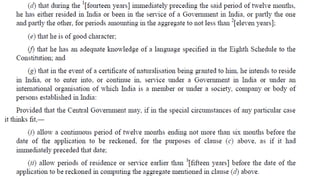 Citizenship under Indian Constitution and Citizenship act 1955 | PPTX