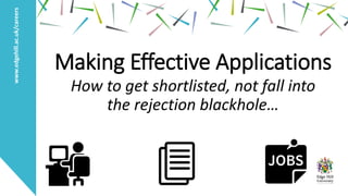 www.edgehill.ac.uk/careers
Making Effective Applications
How to get shortlisted, not fall into
the rejection blackhole…
 