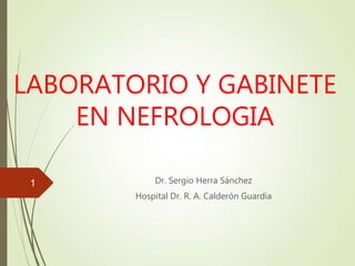 LABORATORIO Y GABINETE
EN NEFROLOGIA
Dr. Sergio Herra Sánchez
Hospital Dr. R. A. Calderón Guardia
1
 