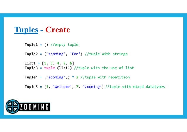 Python Variable Types, List, Tuple, Dictionary