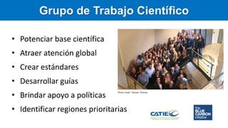 Grupo de Trabajo Científico
• Potenciar base científica
• Atraer atención global
• Crear estándares
• Desarrollar guías
• ...