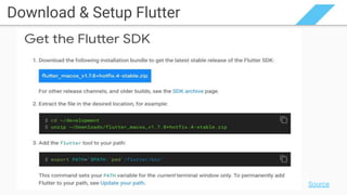 Download & Setup Flutter
Source
 