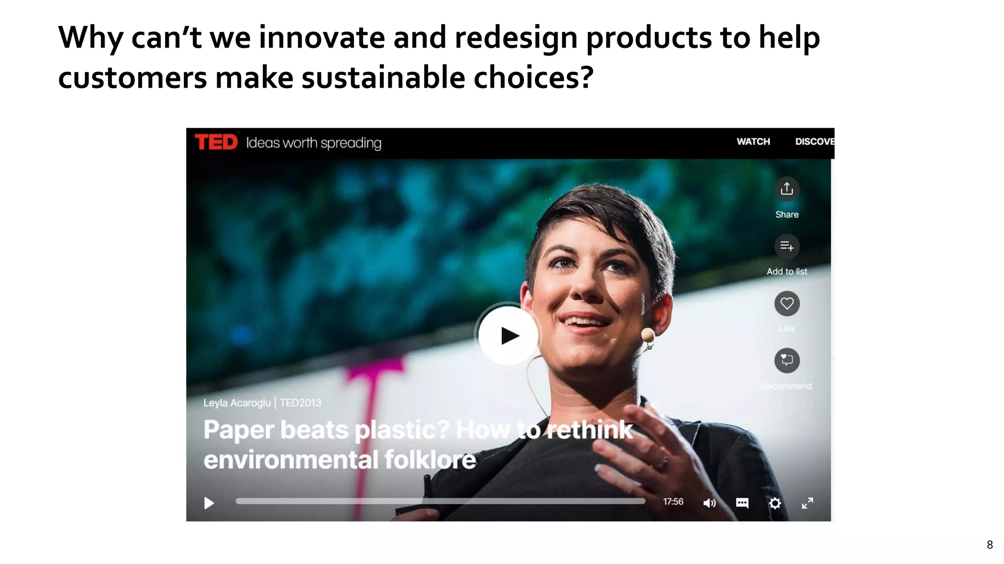 88
Why can’t we innovate and redesign products to help
customers make sustainable choices?
 