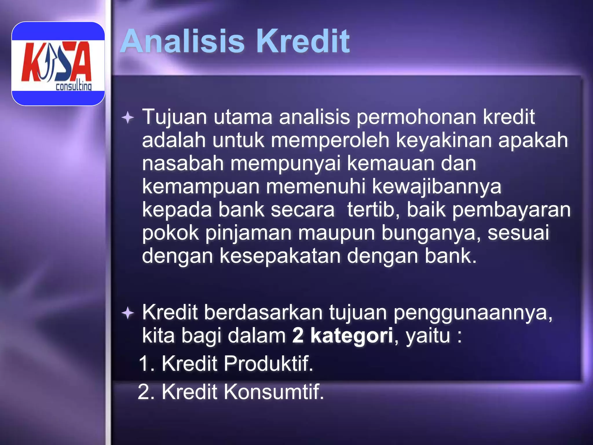 Materi Credit Analysis _Materi Training KREDIT PERBANKAN | PPT