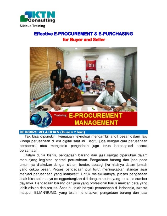 SILABUS Training &quot;Effective ePROCUREMEN &amp; ePURCHASING