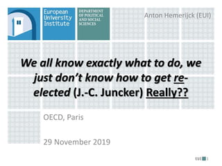 We all know exactly what to do, we
just don’t know how to get re-
elected (J.-C. Juncker) Really??
OECD, Paris
29 November 2019
1
Anton Hemerijck (EUI)
 