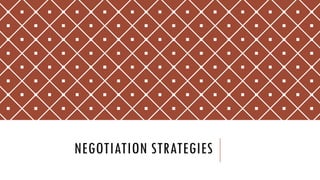 NEGOTIATION STRATEGIES
 