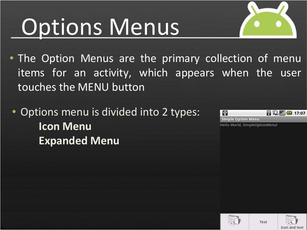 android menus