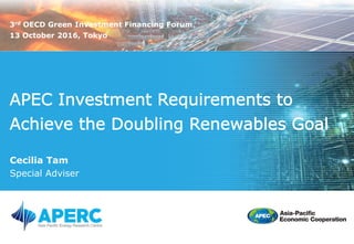 Cecilia Tam
Special Adviser
3rd OECD Green Investment Financing Forum
13 October 2016, Tokyo
 