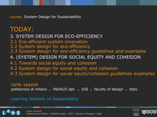 [object Object],[object Object],[object Object],[object Object],[object Object],[object Object],[object Object],[object Object],[object Object],[object Object],carlo vezzoli politecnico di milano  .  INDACO dpt.  .   DIS  .  faculty of design  .   Italy Learning Network on Sustainability 