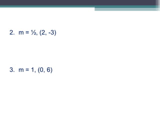 2.  m = ½, (2, -3) 3. m = 1, (0, 6) 