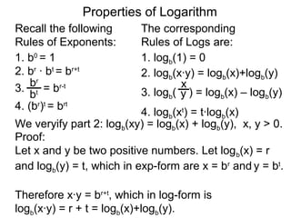 3.1 properties of logarithm | PPT