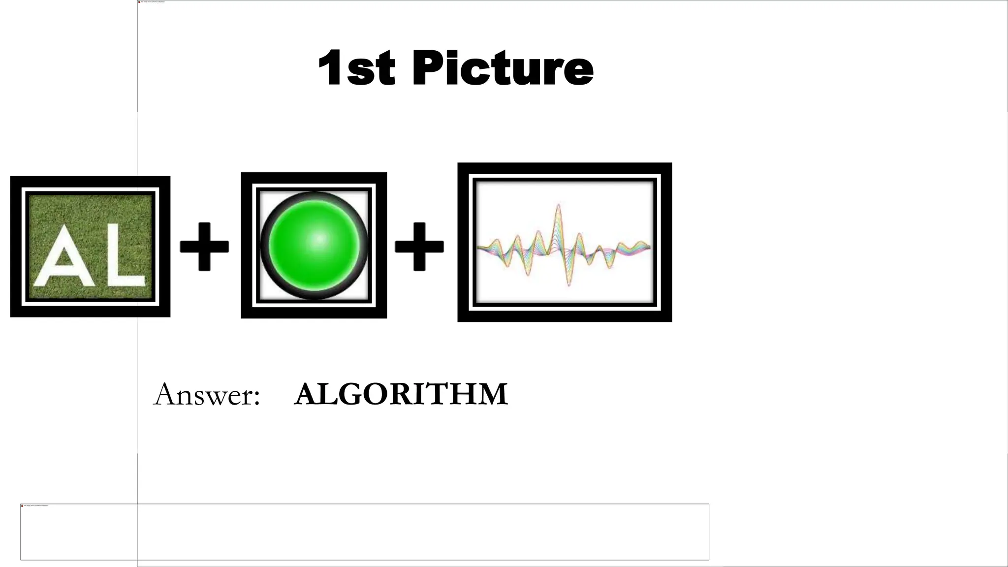 1st Picture
Answer: ALGORITHM
 