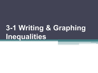 3-1 Writing & Graphing
Inequalities

 