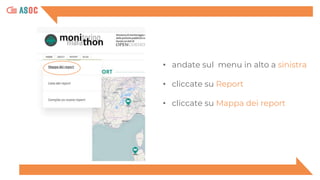 • andate sul menu in alto a sinistra
• cliccate su Report
• cliccate su Mappa dei report
 