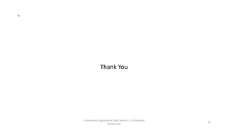 `
Thank You
Community Organization Draft Version 1.1 (Feedback
Welcomed)
16
 