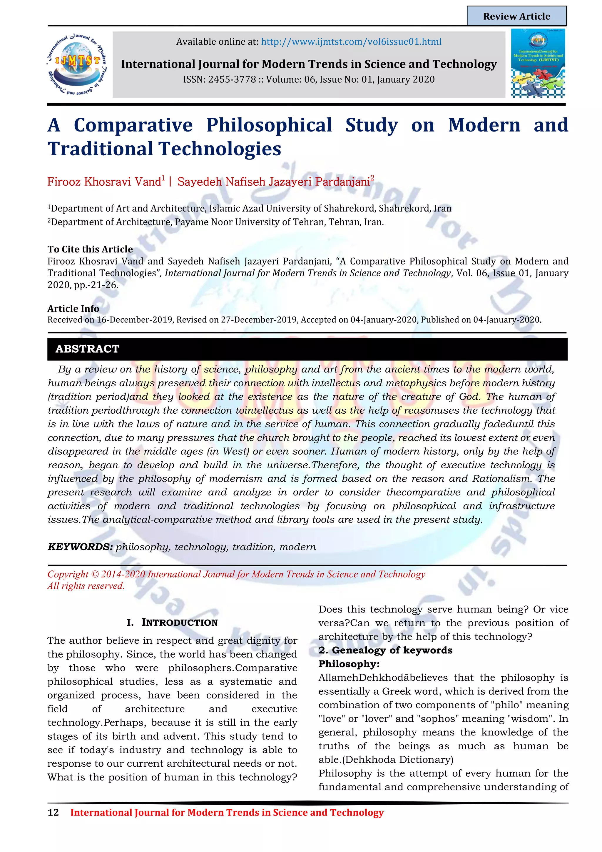 A Comparative Philosophical Study on Modern and Traditional ...