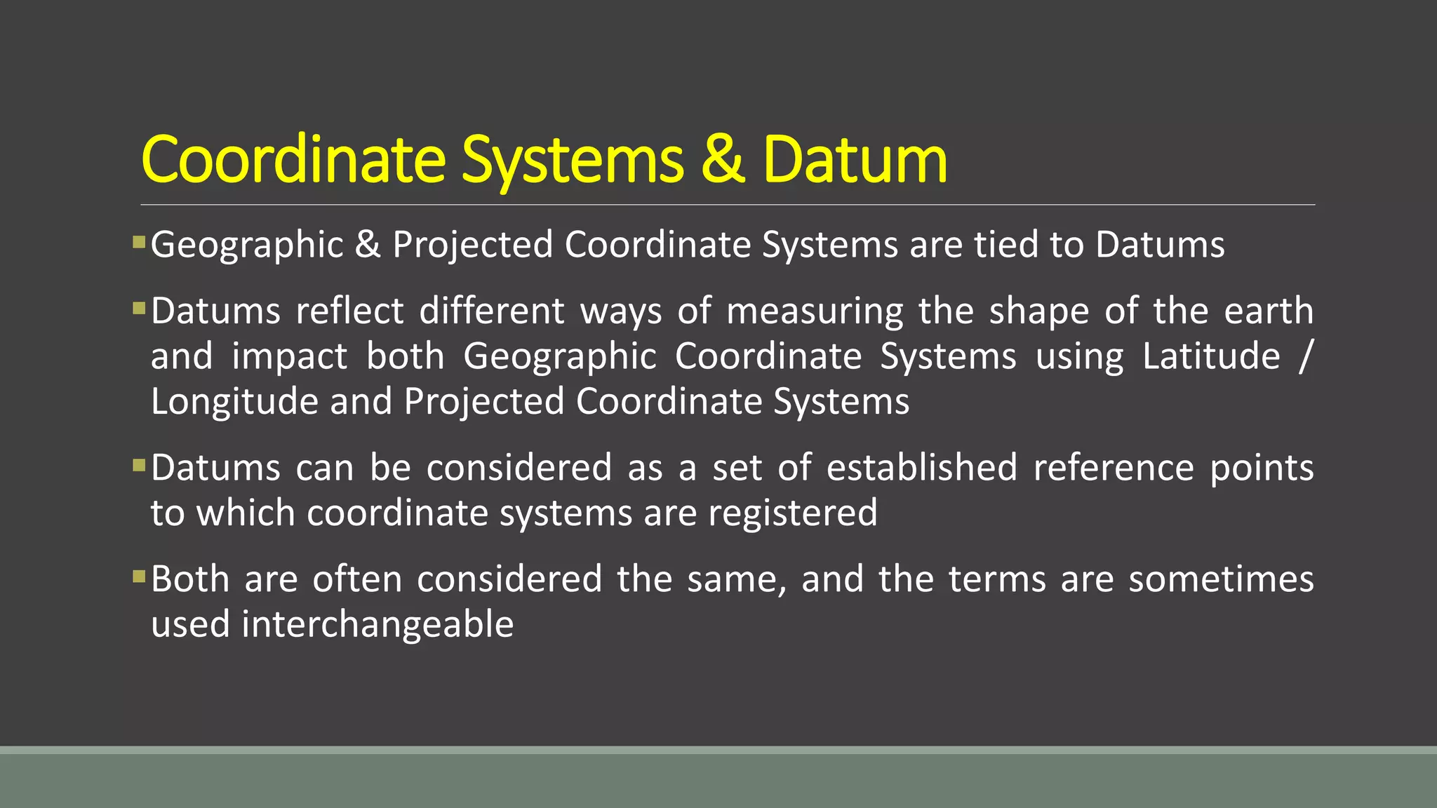 Coordinate Systems Datum Map Projections PPTX