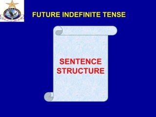 FUTURE INDEFINITE TENSE
SENTENCE
STRUCTURE
 