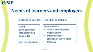 Needs of learners and employers
CC-BY-SA 4.0 4
Rapid
development in
technology and
knowledge
skills and knowledge <--> pos...
