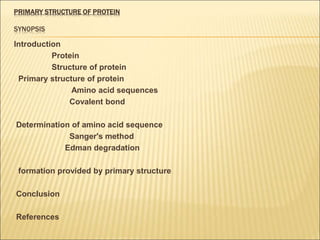 Primary structure of protein by KK Sahu sir | PPT