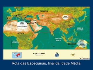 Rota das Especiarias, final da Idade Média.
 