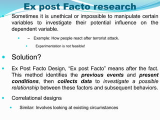 Research Method - Ex Post Facto Research
