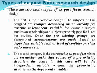 Research Method - Ex Post Facto Research