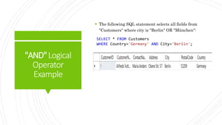 3. sql logical operators | PPTX | Databases | Computer Software and ...