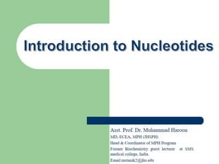 Introduction to nucleotides (Biochemistry)