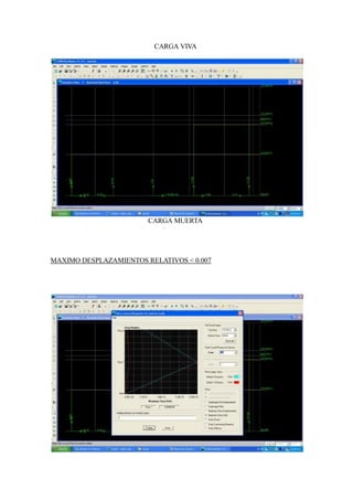 CARGA VIVA
CARGA MUERTA
MAXIMO DESPLAZAMIENTOS RELATIVOS < 0.007
 